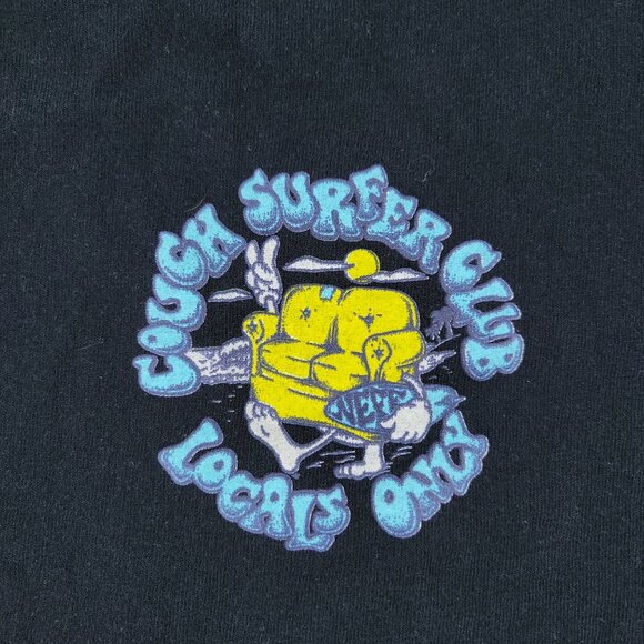 NEFF Shirt Men's Large Black Couch Surfer Club Graphic Crew Neck Short Sleeve - Picture 2 of 12